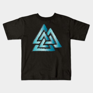 Vikings Norse Mythology Blue Valknut Pagan Asatru Magical Rune Kids T-Shirt